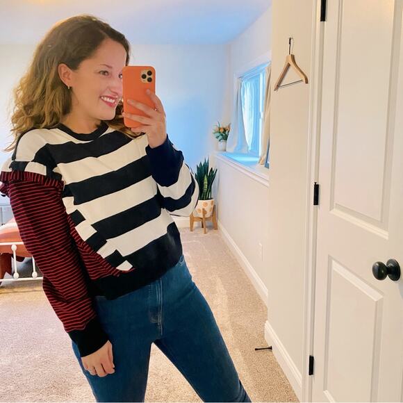 NWT Sundays Striped Asymmetric Sweatshirt Medium - Picture 1 of 10